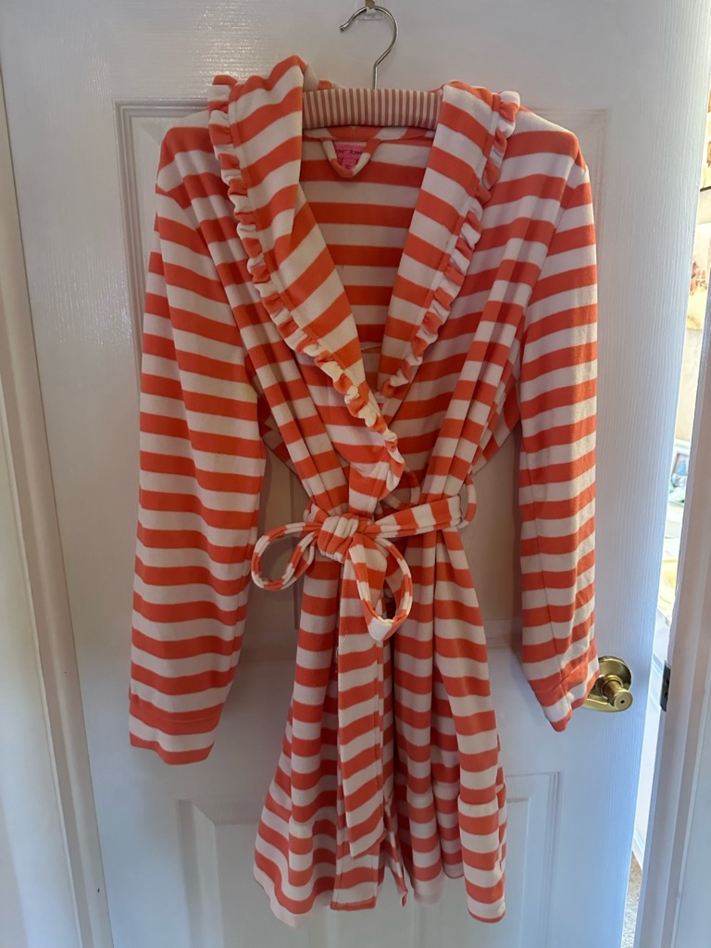 Betsey Johnson Robe Like New Medium Orange Stripe Tied Robe Smoke Free Home